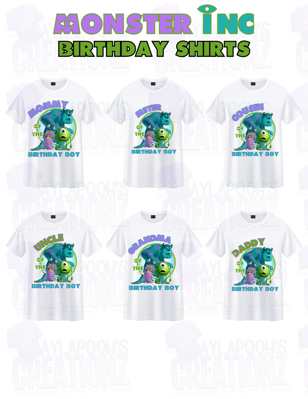 Monster Inc Sublimation Birthday T-Shirts